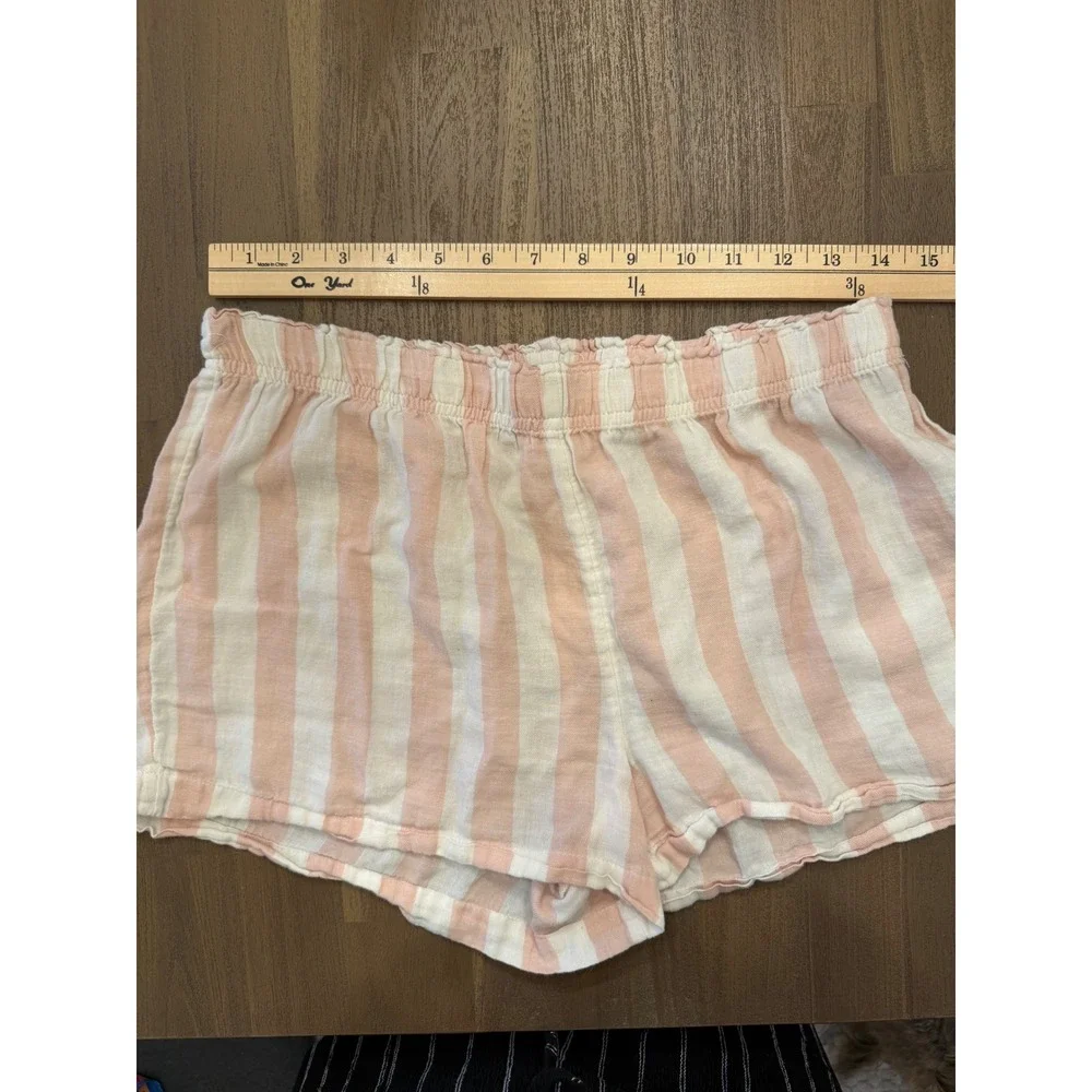 Sincerely Jules Womens Pink White‎ Striped Cotton Lounge Shorts Size Large L